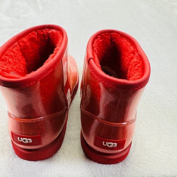 UGG Boots Womens 3 Samba Red Classic Clear Mini Waterproof Rain Snow Casual - Picture 7 of 9